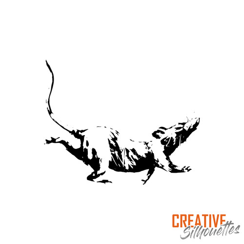 Banksy running rat - running, stencil