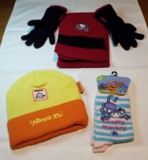 Red/Black Snoopy Scarf/Gloves Set, Yellow/orange Wanna-B Hat, Jungle Fun Socks 