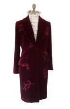 Kaliko Velvet Red Coat Size 8 Embroidered Opera Bohemian