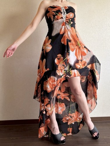 Black orange floral - black,