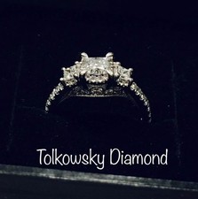 Tolkowsky Ideal Cut 0.96 Ct Genuine Diamond Solid 14K Wht Gold  Engagement Ring