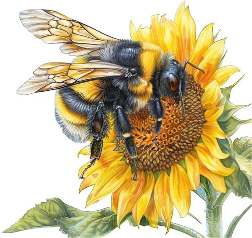 Sunflower bumble bee wall - bumble,