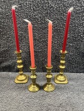 2 Pairs of Brass Candle Stick Holders 3.5" + 5" (Chime Tapered Candles size)