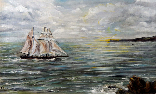 Large vintage oil painting - large,