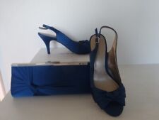 JACQUES VERT PEEP TOE SHOES & MATCHING BAG   -DARK BLUE SIZE 5