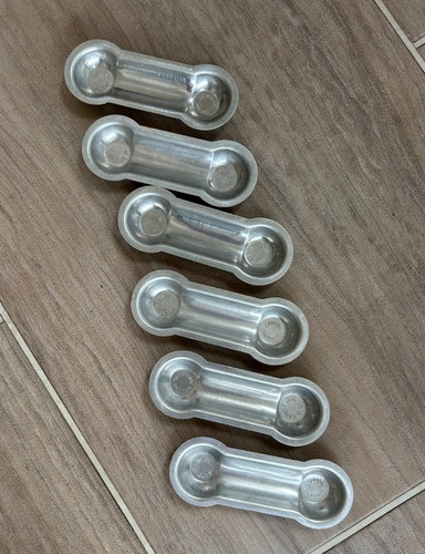 Six vintage nutbrown metal - six,