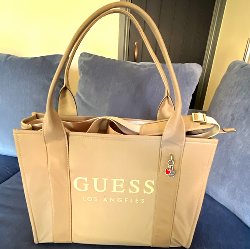 Guess beige logo tote - beige,