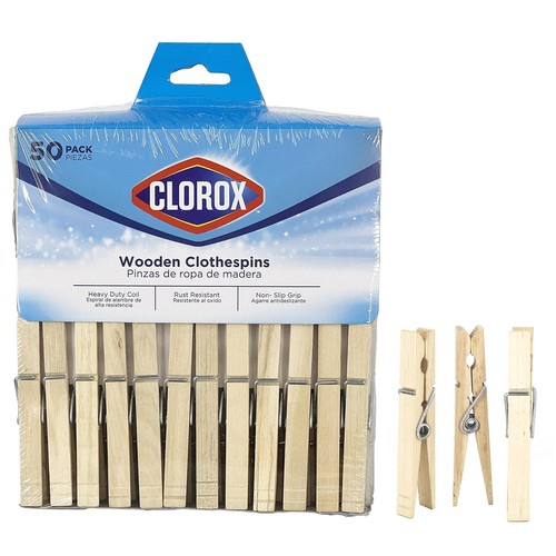Wooden clothespins with spring - clothespins,