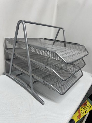 Tier silver metal mesh desk - metal,