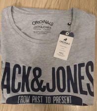 Mens / Boys T-shirt Jack & Jones New Gift With Tags XL Mid Grey with Blue Logo