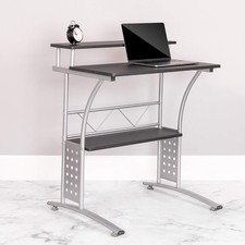 Computer Desk, Office Desk with Black Laminate Top, Sturdy and Compact Home