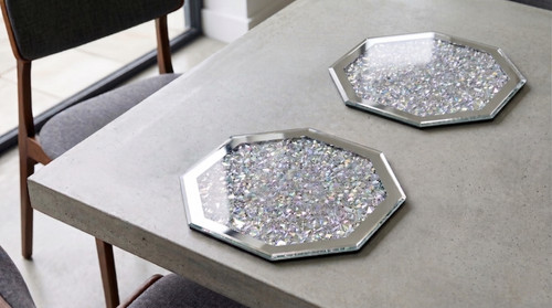Silver octagonal shape - silver,