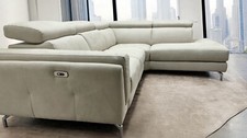 Natuzzi San Diego Beige Alcantara Reclining Corner Suite New  Stock 270x210cm
