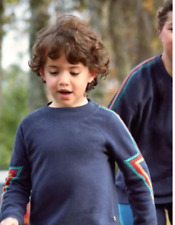 Ex Frugi Kids LS Easy On Lightning Sweatshirt in Indigo/Thunder Bolt (Defect)