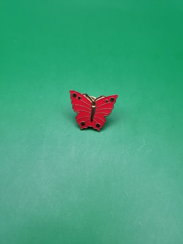 Red enamel butterfly moth - enamel,