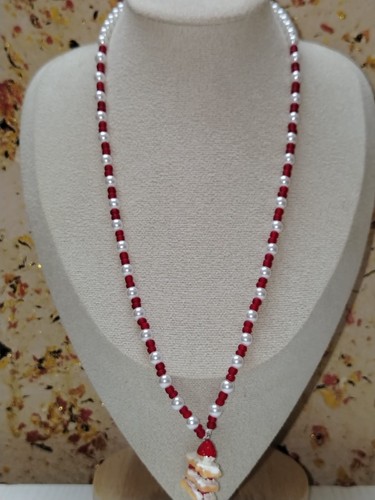 Handmade beaded white red - handmade,