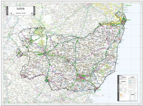 Suffolk county wall map - county,