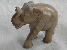 Vintage Soapstone Elephant Statue Hand Carved in India 3"×2.5"