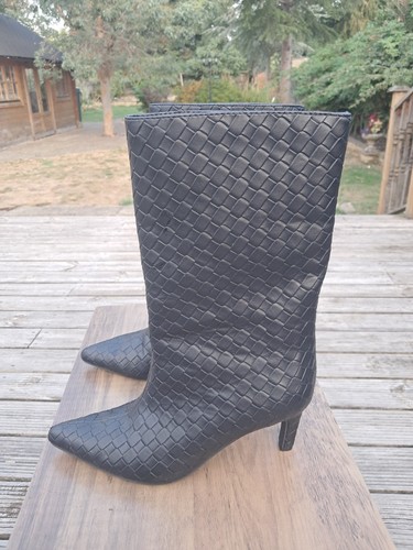 Black woven faux-leather