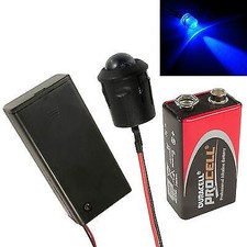 Large 10mm LED Flashing Blue Car, Shed, Boat Dummy Fake Alarm + Holder & Battery