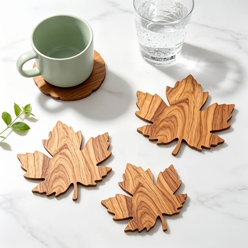 3pcs maple leaf wooden - maple,