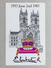 Queen Elizabeths II 30th anniversary 1983 souvenir postcard facsimile signature