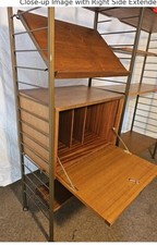 Mid Century Staples Ladderax Shelving 2 baysI , Modular Teak Shelves & Cabinet