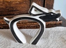 VINTAGE CMIELOW STYLE PORCELAIN BLACK AND WHITE STYLIZED DOG “MARKED FOREIGN “