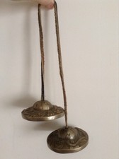 Tibetan Tingsha 2 Golden Fish Brass Cymbal Bells Beautiful Ring Courage Fortune