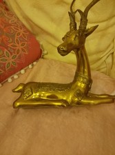 vintage solid brass stag deer christmas sitting reindeer