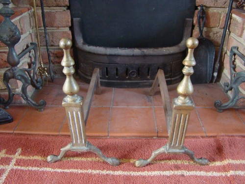 Large antique solid brass fire - antique,