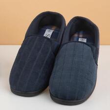The Slipper Company Mens Slippers Navy Twin Gusset Check Print Ivan shoezone