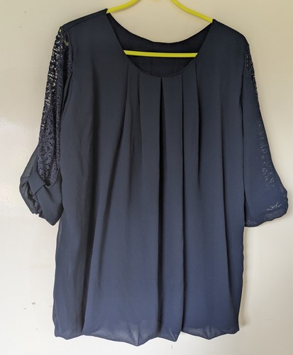 Navy crepe chiffon - chiffon, lace