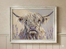 Highland cow wall art lavender - cow,