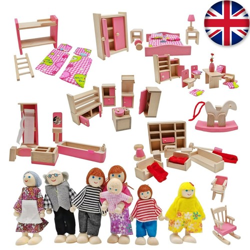 Wooden doll house - wooden, furniture