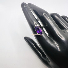 The Genuine Gemstone Company Amethyst 1 Stone Silver Ring Size Q 4.30g (10)