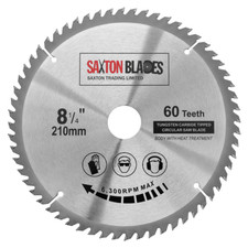 Saxton TCT Circular Saw Blade 210mm x 60T for Bosch Makita Dewalt fits 216mm 