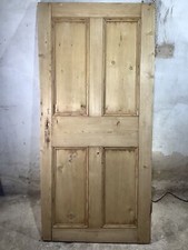33 3/8"X 71 1/4" Victorian Internal Stripped Pine Four Panel Door 2over2 Old