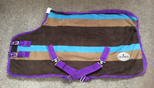 HORSE FLEECE RUGS BLUE/BROWN STRIPE ANTI PILL 250g 4'9" TO 7'3"