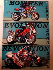 DUCATI MONSTER, EVOLUTION, REVOLUTION  8" X 12" METAL SIGN/ MAN CAVE/ GARAGE.