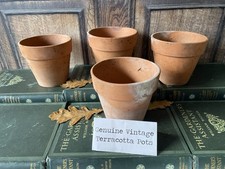 4 Vintage Terracotta Hand Thrown Plant Pots 13cm tall x 14cm diameter ref A4