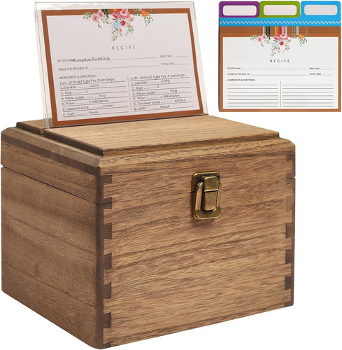 Wooden recipe box - wooden, with