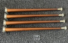 SET OF 4 BROWN DANSETTE STYLE FURNITURE LEGS WITH BRACKETS RECORD PLAYER/TRUNK