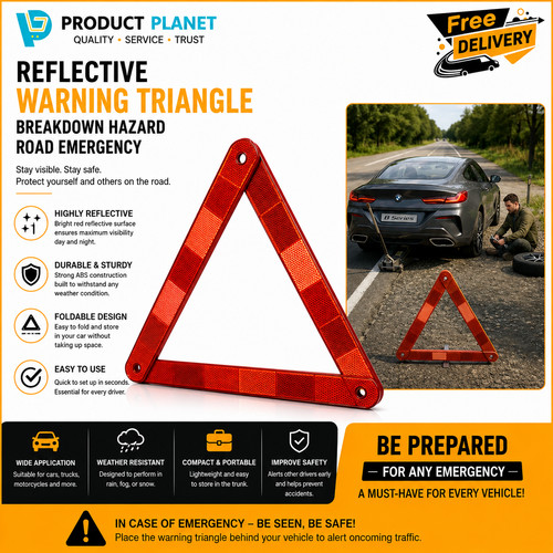 Large reflective car warning - large,