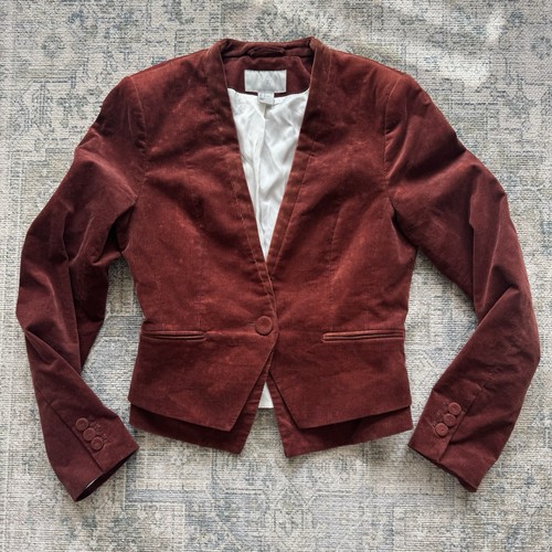 Burgundy velvet blazer - h&m,