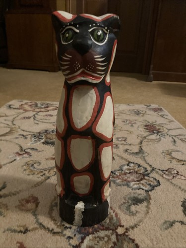 Vintage wooden panther cat - panther,