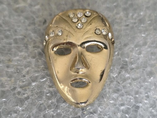 Mask brooch gold - brooch, tone