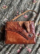 Vintage Crocodile 1940s Handbag Gold Hardware
