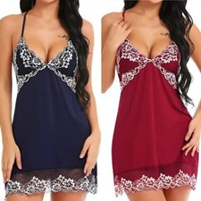 Women's Sexy Chemise Nightwear Lingerie Sleepwear Underwear Thong Set