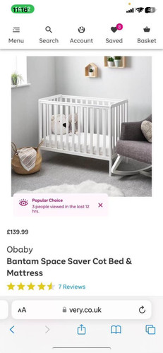 Cot bed mattress in - bed, +